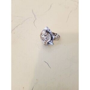 Silver Plated Sapphire Floral Ring